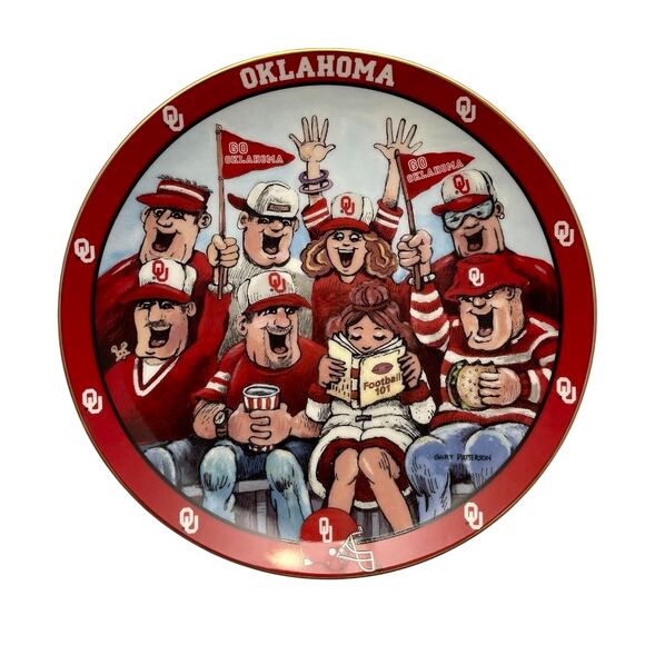 OU OKLAHOMA FIRST DATE Porcelain COLLECTOR PLATE Gary Patterson 8" DANBURY MINT - Picture 1 of 3